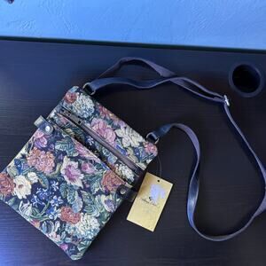 Patricia Nash Woven Floral Crossbody Bag Leather Stitched Purse Western NEW NWT
